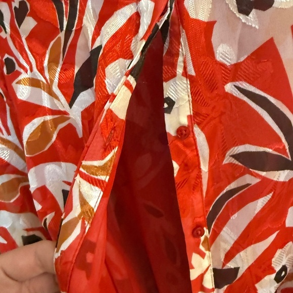 Massimo Dutti size 6 EUC button up sheer wrap Red and White Wrap Dress - Picture 7 of 16